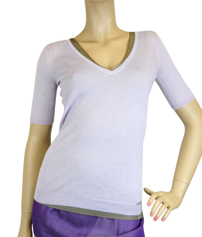 Gucci Womens Short Sleeve Lilac Cashmere Two-piece Sweater 259923 5363
