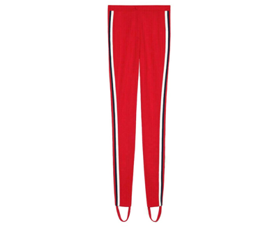 Gucci Women's Sylvie Red Legging Stirrup With Brb Web Stripe Trouser (small)
