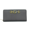 GUCCI GUCCI WOMEN'S ZUMI GREY LEATHER ZIP AROUND WALLET WITH METAL GG LOGO