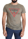 GUESS GUESS CHIC BROWN COTTON STRETCH MEN'S TEE
