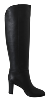 Jimmy Choo Elegant Black Calf Leather Heeled Boots In Black