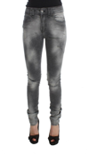 John Galliano Gray Wash Cotton Blend Slim Fit Denim Jeans Pants In Gray