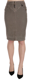 JUST CAVALLI JUST CAVALLI CHIC GRAY PENCIL SKIRT WITH LOGO WOMEN'S DETAILS