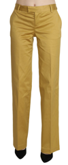 JUST CAVALLI JUST CAVALLI MUSTARD YELLOW STRAIGHT FORMAL TROUSERS WOMEN'S PANTS