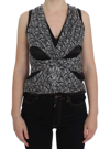 KARL LAGERFELD KARL LAGERFELD GRAY BLACK SILK BLOUSE WOMEN'S TOP