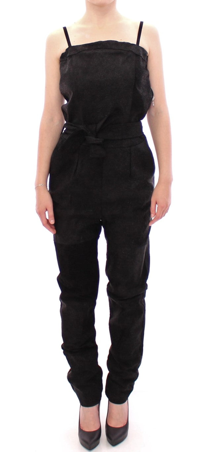 La Maison Du Couturier Leather Jumpsuit In Black