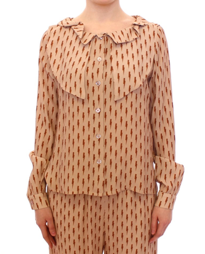 Licia Florio Long Sleeve Button Front Blouse Shirt In Pink