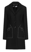 Love Moschino Topstitched Wool-blend Felt Coat In Black