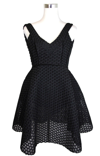 Maje Womens Fit And Flare Black Mesh Embroidered Polyester Trims Dress E17ringo In Black