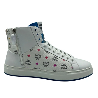 Mcm Men's White Leather Rainbow Spectrum Hi Top Sneaker