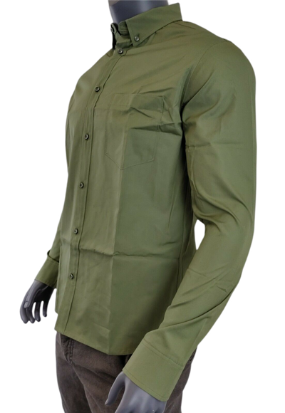 Mcm Men's Winter Moss Green Cotton Button Down Dress