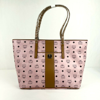 Mcm Women's Anya Pink Monogram Visetos Canvas Medium Shopper Tote Mwpbafo01pz001