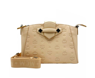 Mcm Women's Monogram Leather Essential Tote Crossbody Bag Women's /peach In Beige