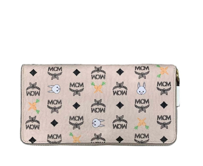 Mcm Womens Beige Visetos Coated Canvas Zip Around Rabbit Wallet Myl9sxl67ig001