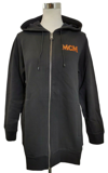 Mcm Women's Black Cotton Embroidered Fringe Logo Zip Up Jacket In Black