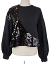 Mcm Women's Black Cotton Pull Over Cropped Sequin Sweater S In Black