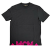 MCM MCM WOMEN'S BLACK COTTON T-SHIRT WITH PINK LOGO ON BOTTOM (REGULAR; M)