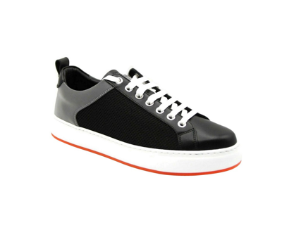Mcm Women's Black Leather Silver Reflective Canvas Sneaker Mes9ara71bk