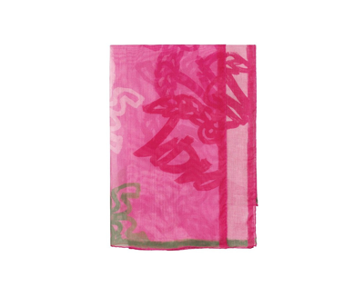 Mcm Womens Pink Allover Logo Print Silk Wool Large Scarf Shawl Mef9amm09qp001