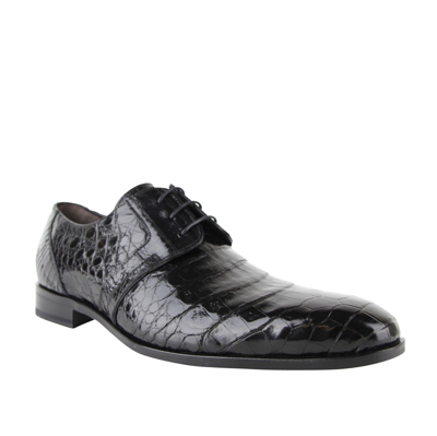 Mezlan Men's Derby Lace Up Crocodile Dress Shoes In Black