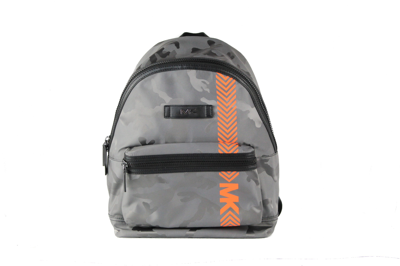 Michael Kors Kent Nylon Camouflage Print Neon Stripe Shoulder Backpack Men's Bookbag In Gray