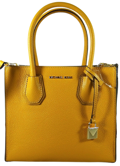 Michael Kors Voyager Large East West Tote Bag Pebbled Leather Marigold Yellow