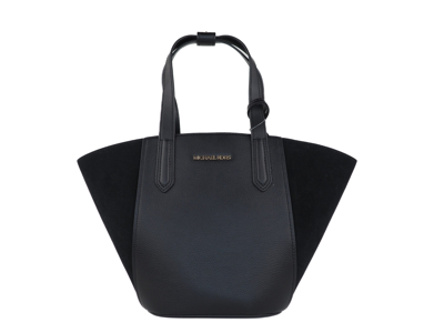 Michael Kors Portia Small Pebbled Leather Suede Tote Handbag Women's In Black