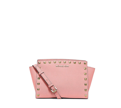 Michael Kors Selma Studded Medium Messenger Bag In Pale Pink