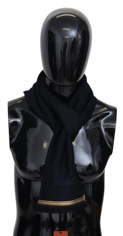 Missoni 100% Wool Unisex Neck Wrap Fringes Men's Scarf In Black