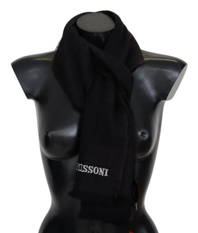 Missoni 100% Wool Unisex Neck Wrap Men's Scarf In Black