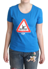 Moschino Chic Triangle Graphic Cotton Tee In Blue