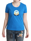 MOSCHINO MOSCHINO CHIC BLUE COTTON TEE WITH ICONIC WOMEN'S PRINT