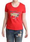 MOSCHINO MOSCHINO CHIC RED COTTON TEE WITH PLAYFUL WOMEN'S PRINT