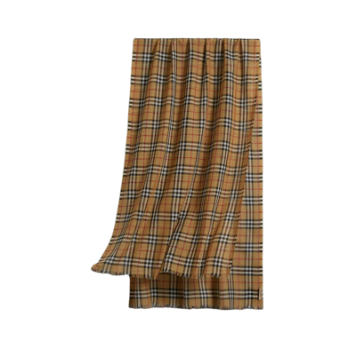 Burberry New  Classic Gauze Vintage Brown Checker Wool Silk Scarf 80155051
