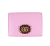 Gucci Marmont Women's Pink Leather Wallet W/crystal Double G In Pink