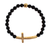 NIALAYA NIALAYA AGATE STONE GOLD CZ CROSS 925 SILVER WOMEN'S BRACELET