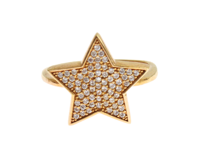 NIALAYA NIALAYA ELEGANT GOLD-PLATED STERLING SILVER RING WITH CZ WOMEN'S CRYSTALS