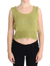 PINK MEMORIES PINK MEMORIES ELEGANT GREEN KNIT SLEEVELESS VEST WOMEN'S SWEATER