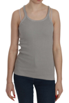 PINK MEMORIES PINK MEMORIES ELEGANT SLEEVELESS GREY COTTON WOMEN'S BLOUSE