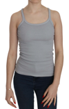 PINK MEMORIES PINK MEMORIES ELEGANT SLEEVELESS LIGHT GRAY COTTON WOMEN'S BLOUSE