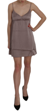Pink Memories Purple Spaghetti A-line Mini Silk Dress In Purple