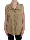 PLEIN SUD PLEIN SUD BEIGE COTTON SLEEVELESS WOMEN'S SHIRT