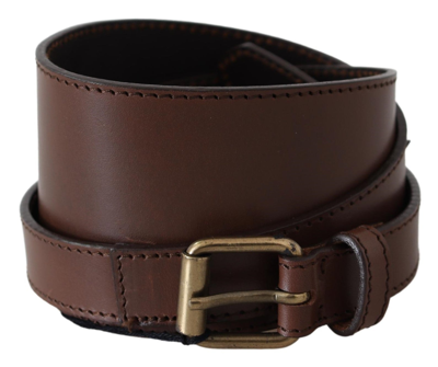 Plein Sud Brown Genuine Leather Rustic Metal Buckle Belt