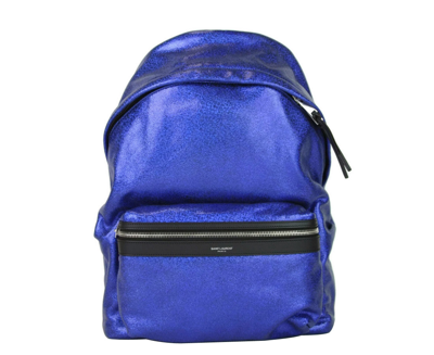 Saint Laurent Unisex Blue Shining Leather Hunting Backpack 435988 4509