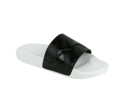 Ferragamo Men's Dante Rubber Slide Sandal In Black / White