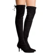 STUART WEITZMAN STUART WEITZMAN WOMEN'S BLACK SUEDE SOLID TIEMODEL OVER-THE-KNEE BOOT