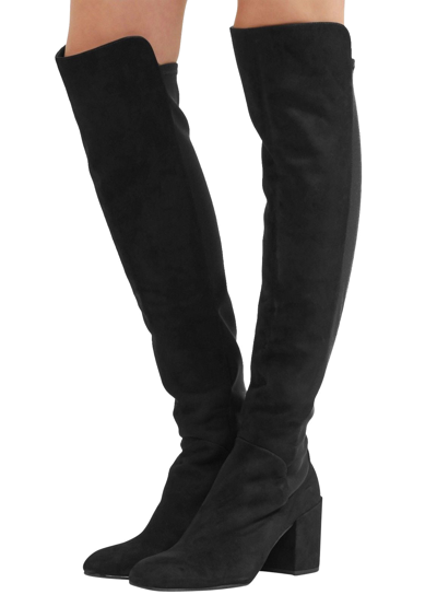 Stuart Weitzman Women's Halftime Stretch-crepe Suede Over-the-knee Boot In Black