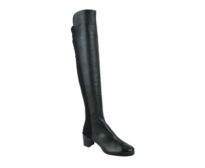 Stuart Weitzman Womens Mid Black Nappa Leather With Elastic Back Heel Knee Boot