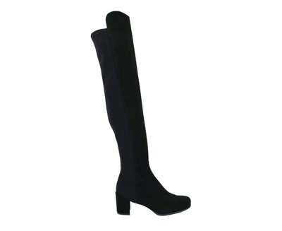 Stuart Weitzman Women's Suede With Elastic Back Heel Knee High Boot In Black