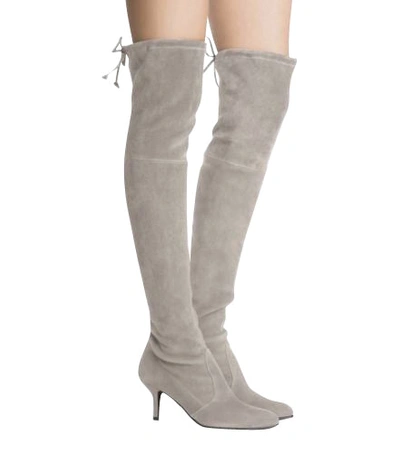 Stuart Weitzman Women's Solid Tiemodel Taupe Suede Over-the-knee Boot